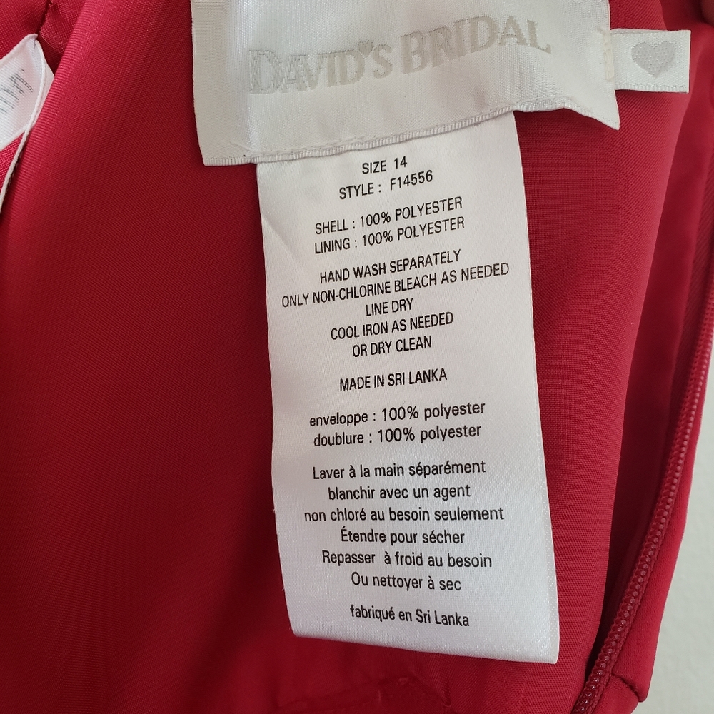 David's Bridal Satin Wide Strap Tea Length Dress - Picture 8 of 8